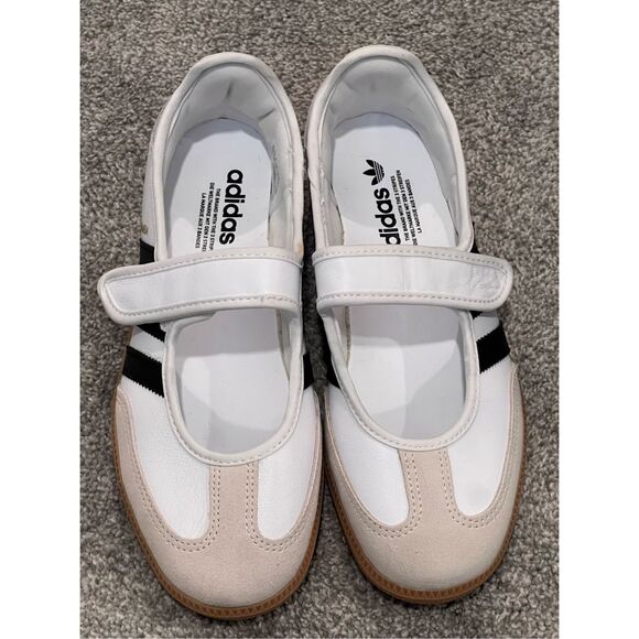 Adidas Women's White Black Gum Samba Jane Leather Sneaker Shoes Size 9.5 NWOT - Picture 6 of 9